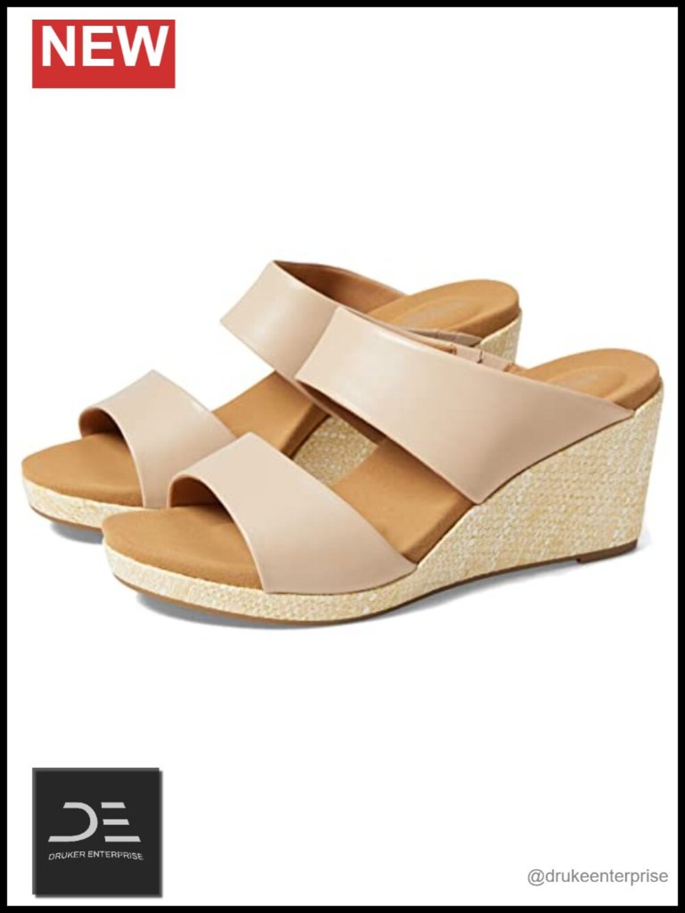Women's Leather Wedge Slide Sandals Slingback Open Toe Casual